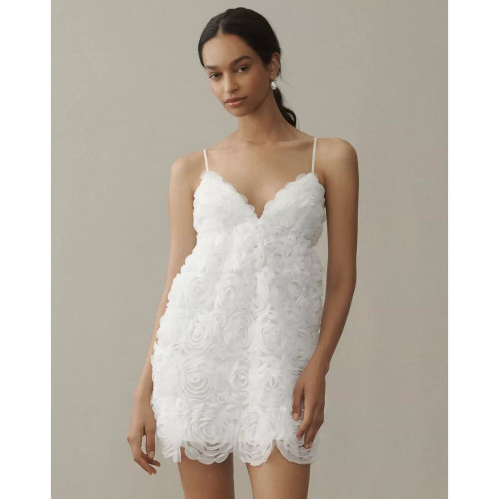 BHLDN V-Neck Tulle Rosette Mini Dress
